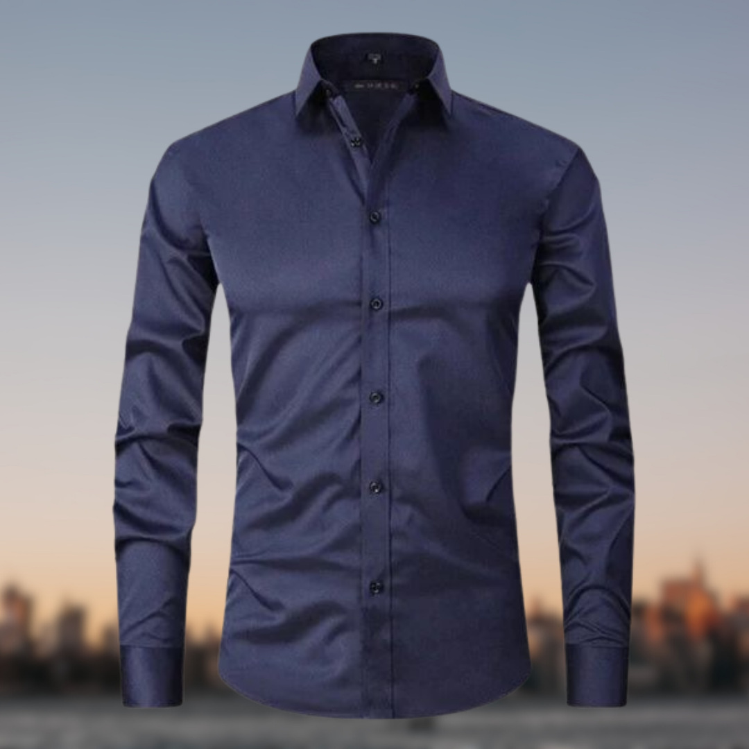 Men's Long Sleeve Formal Shirt with Button Placket
