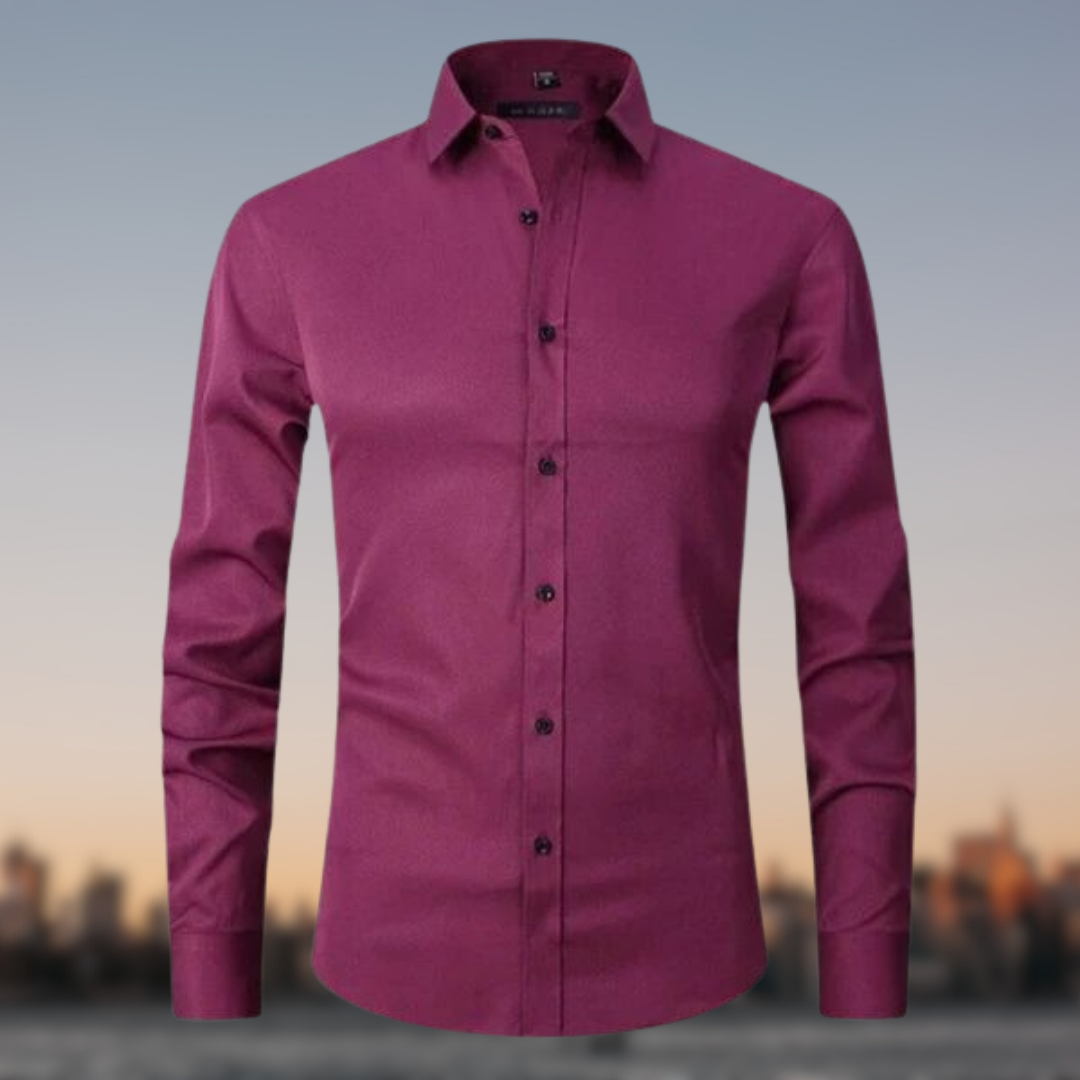 Men's Long Sleeve Formal Shirt with Button Placket