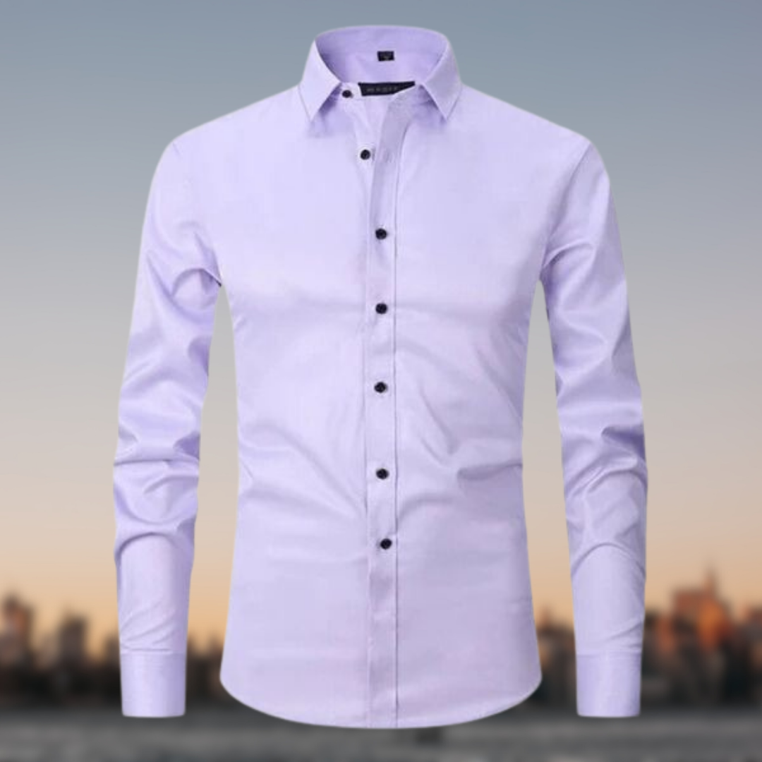 Men's Long Sleeve Formal Shirt with Button Placket