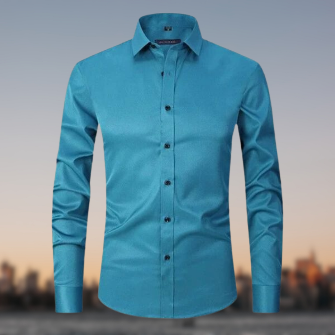 Men's Long Sleeve Formal Shirt with Button Placket
