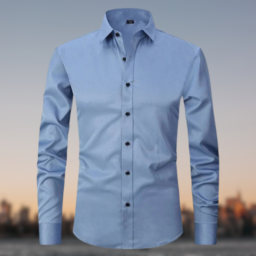Men's Long Sleeve Formal Shirt with Button Placket