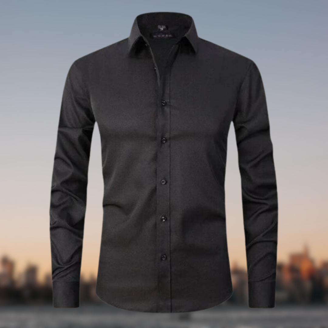 Men's Long Sleeve Formal Shirt with Button Placket