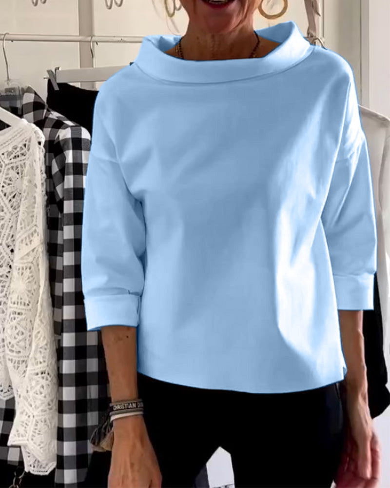 Casual Waterfall Neck Blouse for Women | 3/4 Sleeves