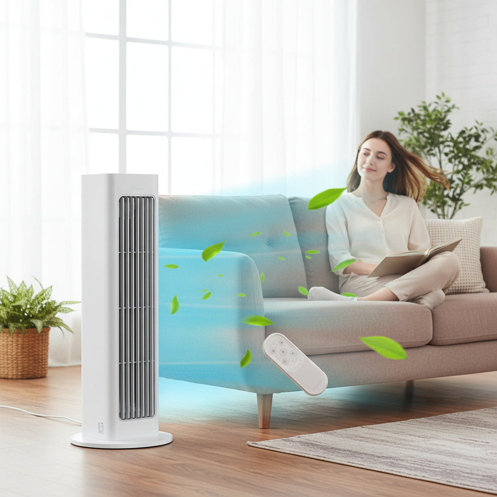 Compact Oscillating Tower Fan for Cooling