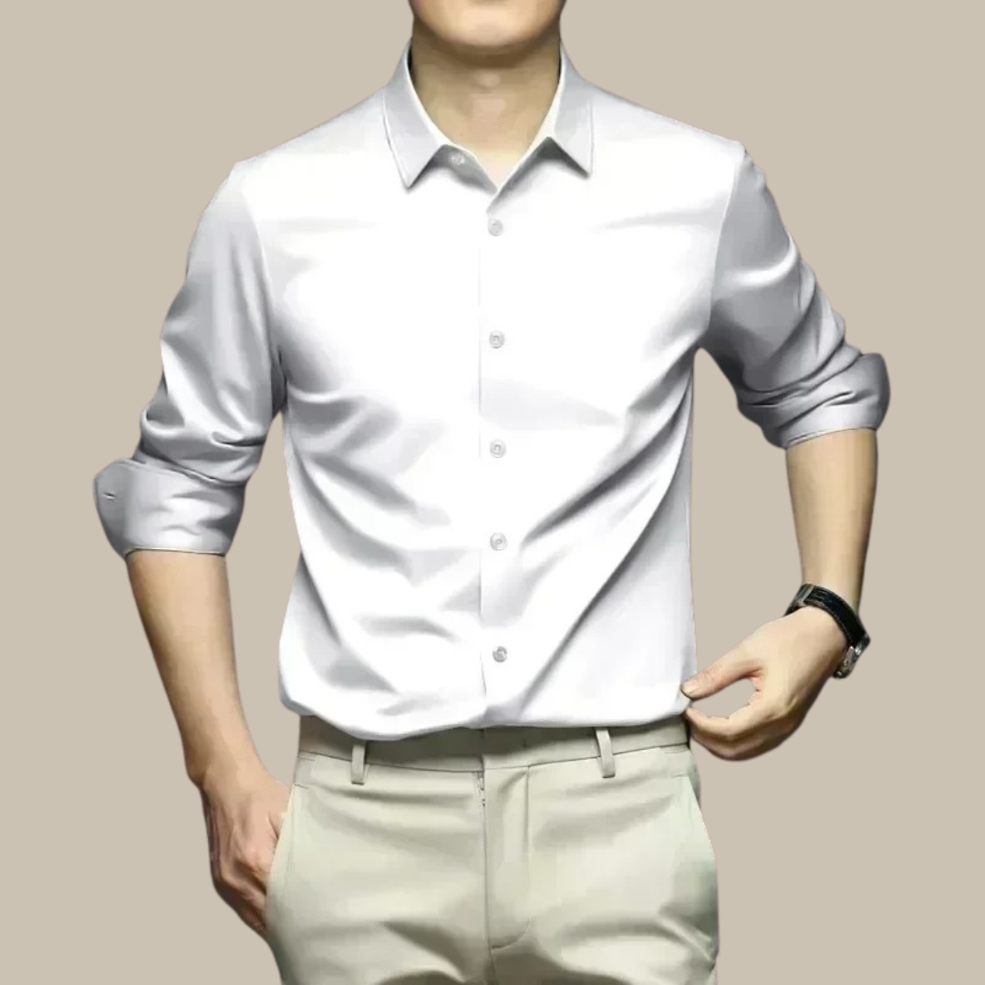 Men's Glossy Smart Casual Button-Up Shirt | Long Sleeve