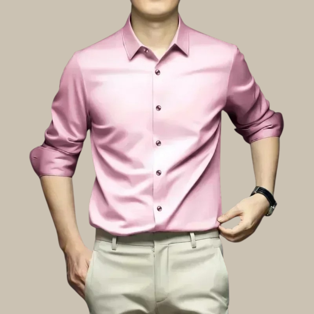 Men's Glossy Smart Casual Button-Up Shirt | Long Sleeve