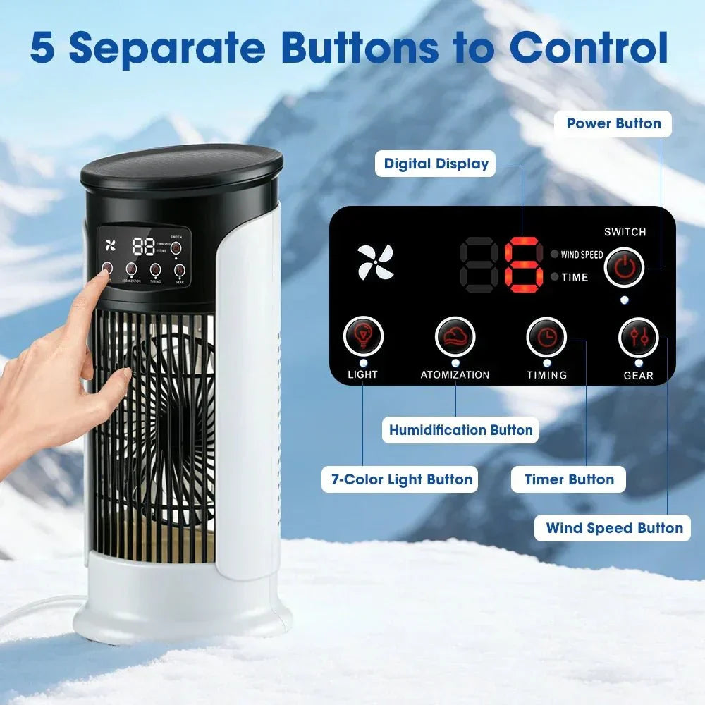 Multi-Functional 3-in-1 Portable Air Cooler with Humidifier and LED Night Light