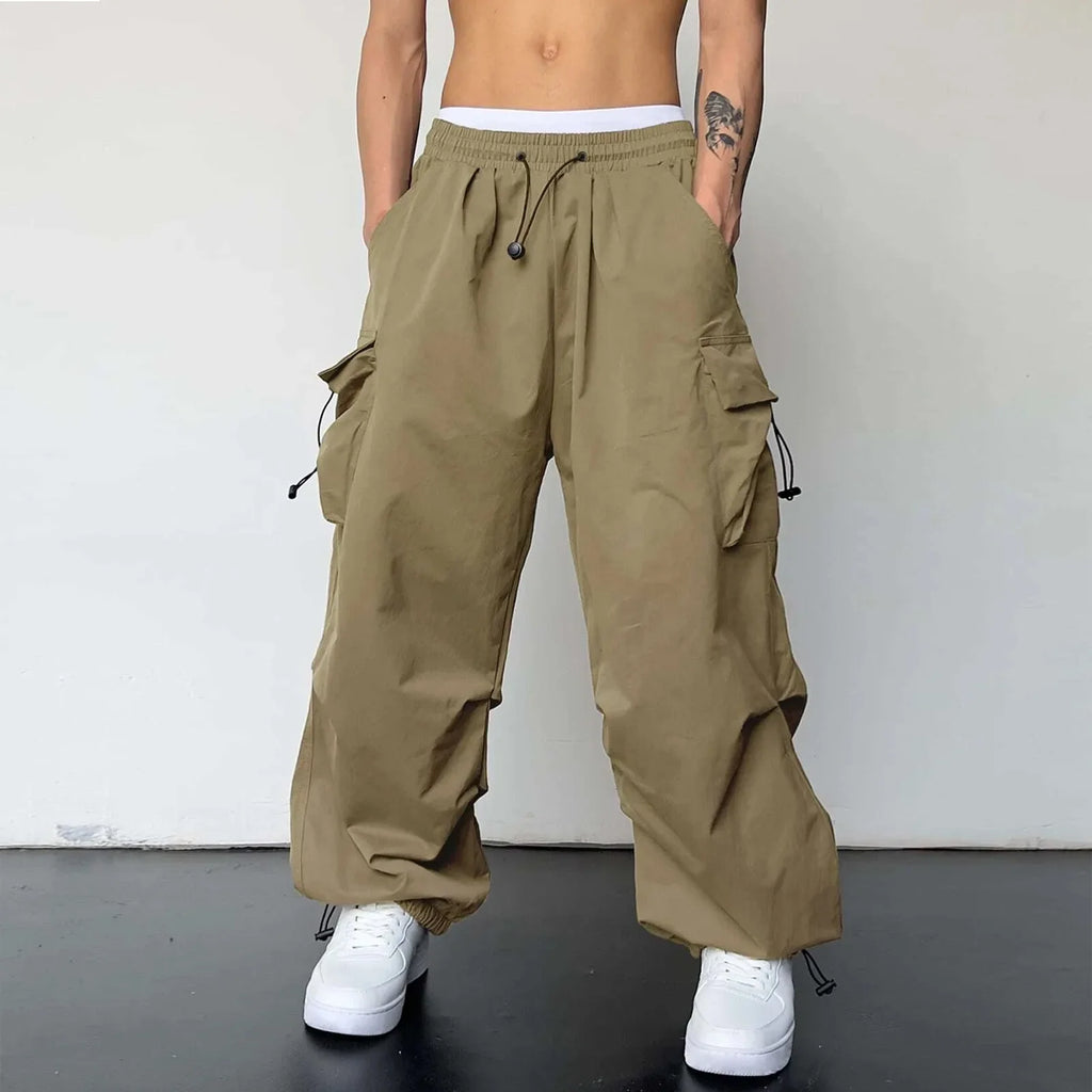 Men's Y2K Streetwear Baggy Cargo Pants | with Drawstring Waist