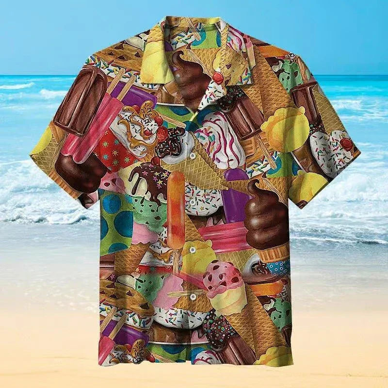 Men's Short Sleeve Summer Shirt with Graphic Pattern