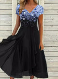 V-Neck Evening Dress for Women | Short Sleeve Style