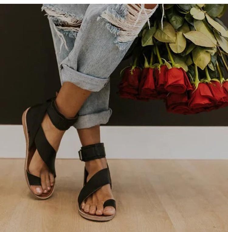 Women's Boho Flat Sandals | with Ankle Strap
