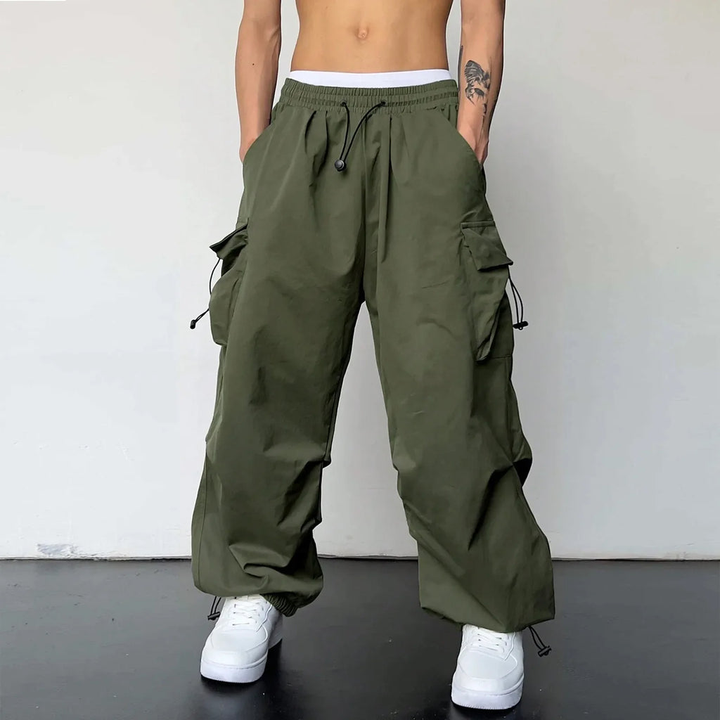 Men's Y2K Streetwear Baggy Cargo Pants | with Drawstring Waist