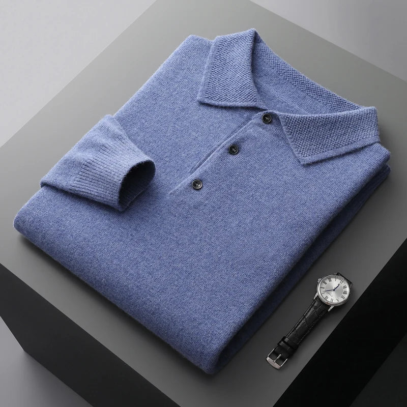 Men's Long Sleeve Knit Polo Sweater | Smart-Casual