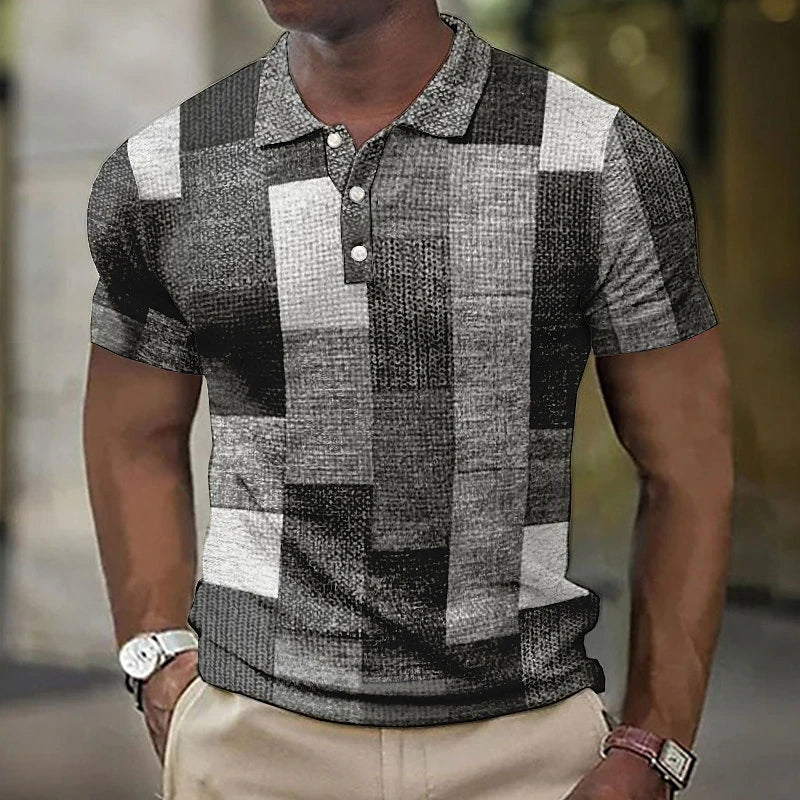 Men's Short Sleeve Color Block Polo Shirt