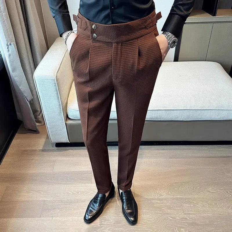 Men's High-Waisted Formal Pants | Slim Fit