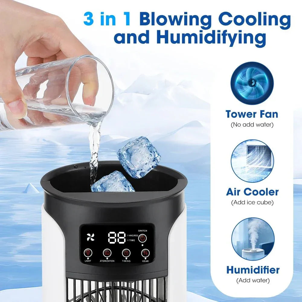 Multi-Functional 3-in-1 Portable Air Cooler with Humidifier and LED Night Light