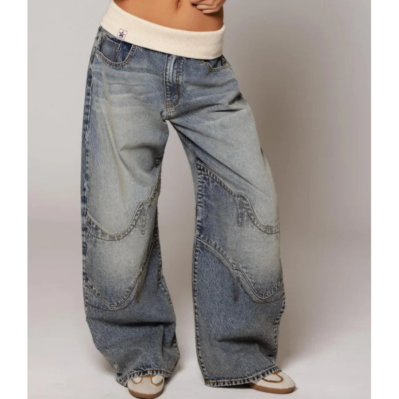 Women's Low Rise Wide Leg Baggy Jeans