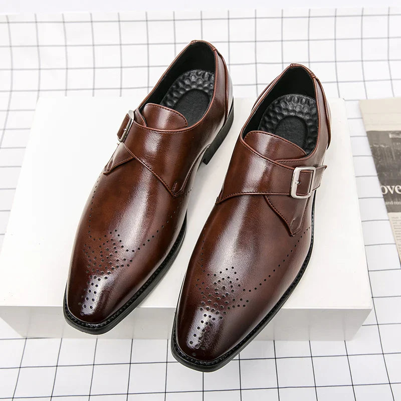 Men's Monk Strap Formal Oxford Shoes | Brogue Toe