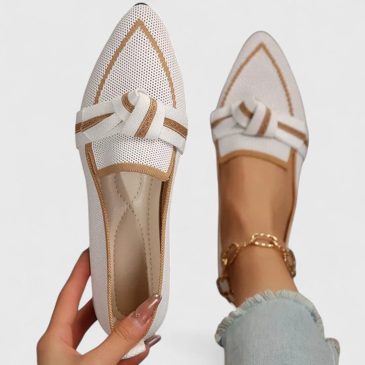 Women’s Pointed Toe Slip-On Ballet Flats | with Knot Detail
