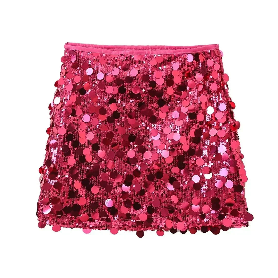 Glittery High-Waisted Mini Skirt for Women