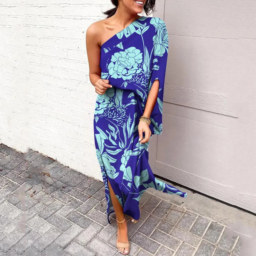 Women's Summer Asymmetric One-Shoulder Dress | Maxi