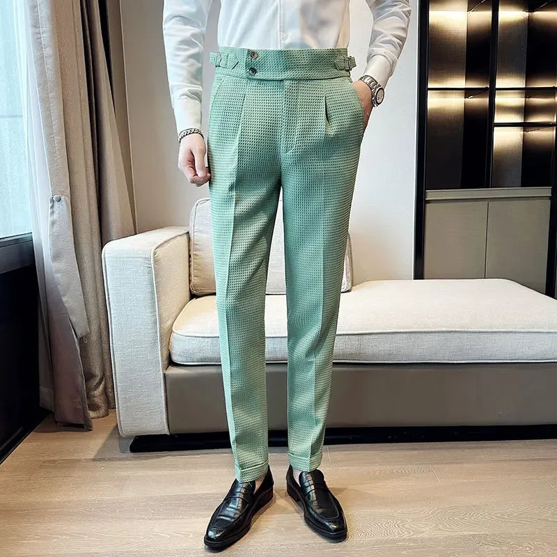 Men's High-Waisted Formal Pants | Slim Fit