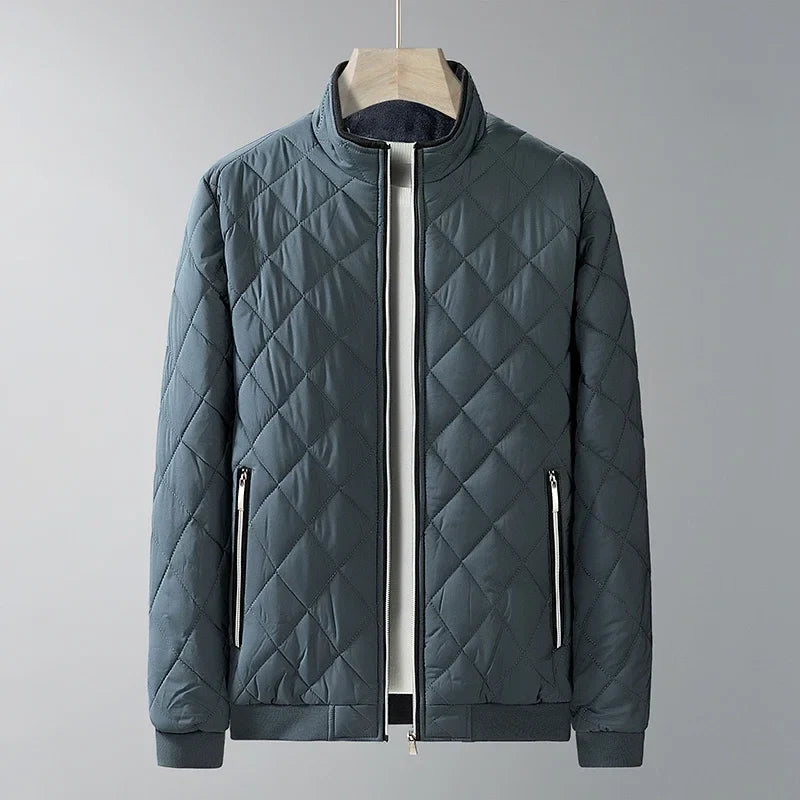 Men's Winter Warm Quilted Bomber Jacket | with Zip Pockets