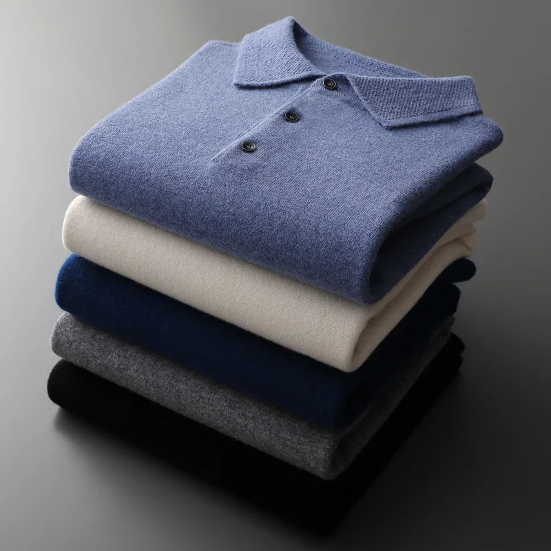 Men's Long Sleeve Knit Polo Sweater | Smart-Casual