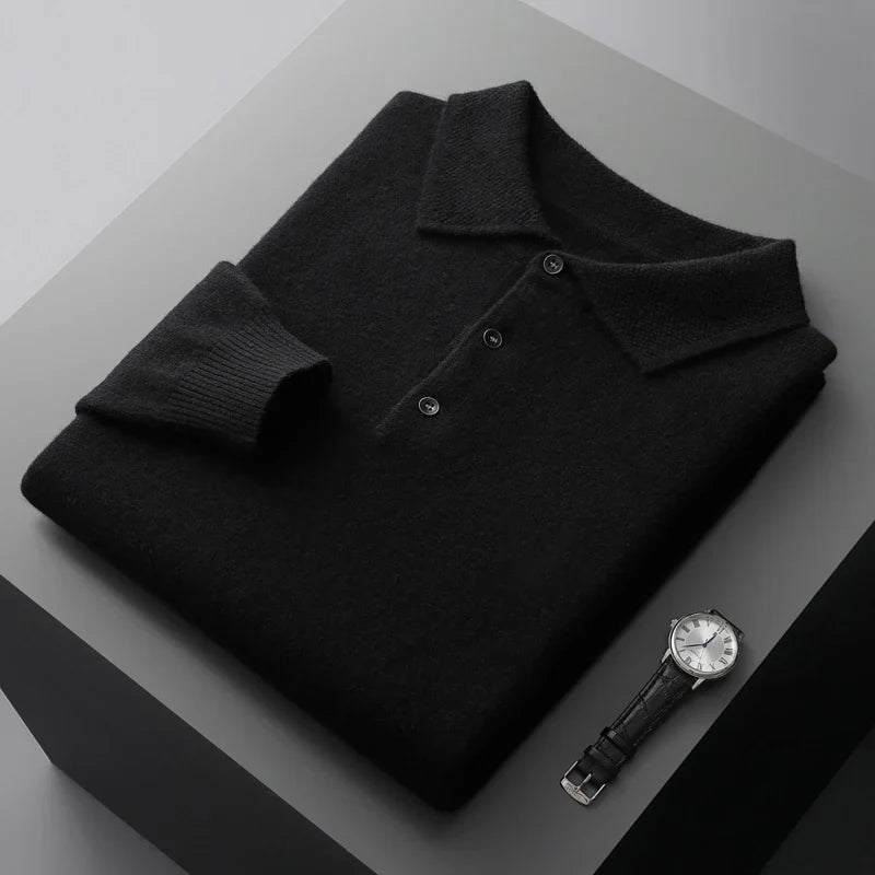 Men's Long Sleeve Knit Polo Sweater | Smart-Casual