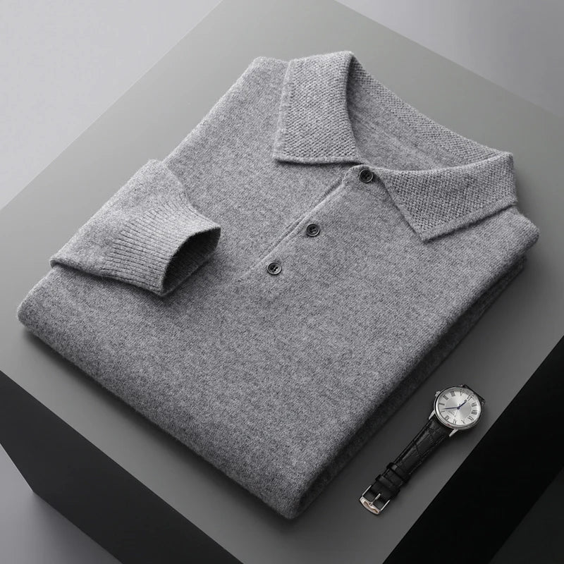 Men's Long Sleeve Knit Polo Sweater | Smart-Casual