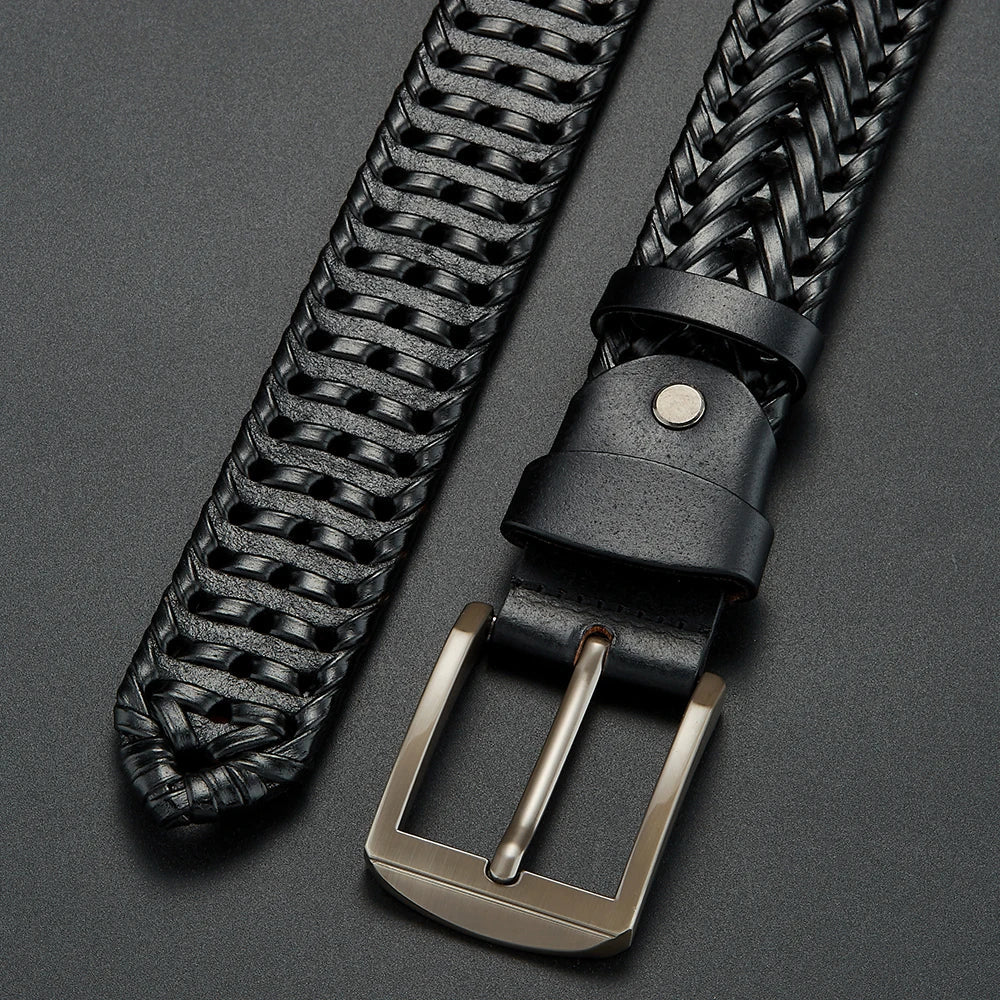 Men's Vintage Braided Belt | with Silver Pin Buckle