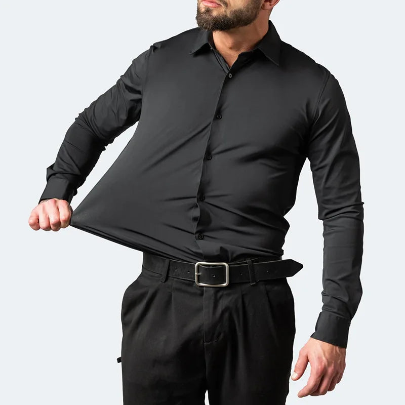 Men's Long Sleeve Elastic Shirt