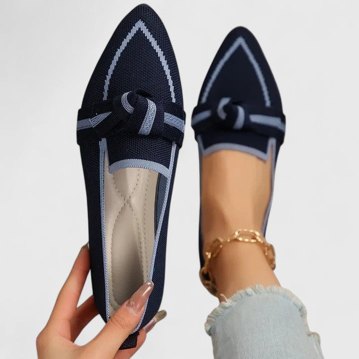 Women’s Pointed Toe Slip-On Ballet Flats | with Knot Detail