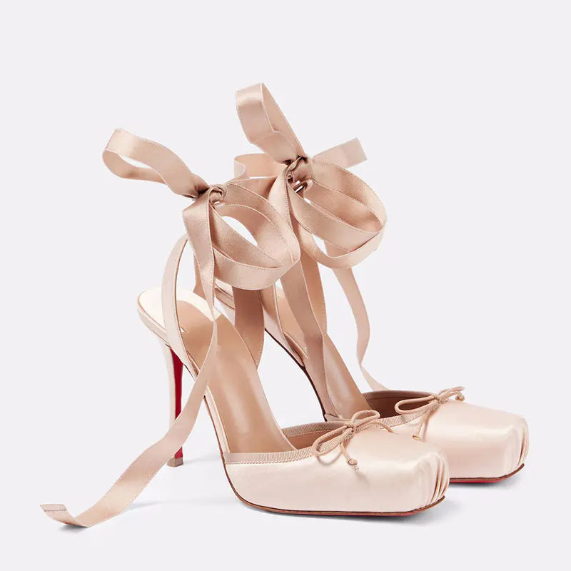 Women's Square Toe Ballet-Inspired High Heels