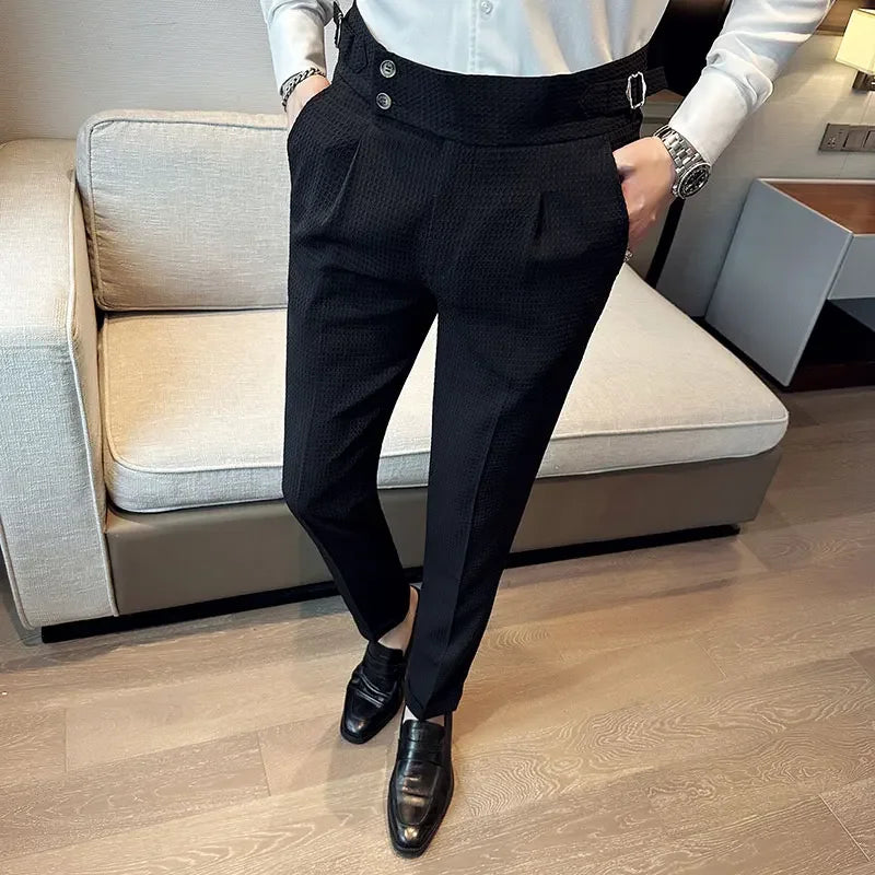 Men's High-Waisted Formal Pants | Slim Fit