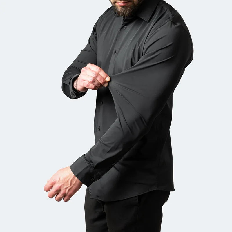 Men's Long Sleeve Elastic Shirt