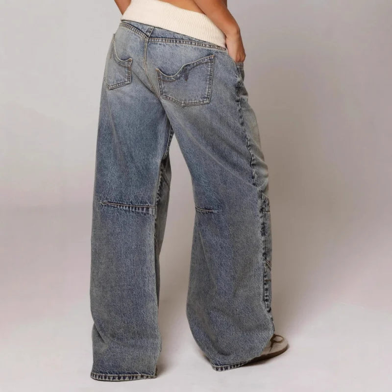 Women's Low Rise Wide Leg Baggy Jeans