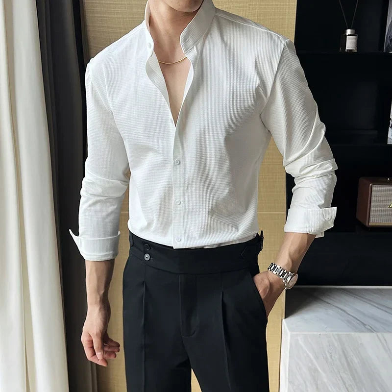 Men's Mandarin Collar Dress Shirt | Long Sleeve