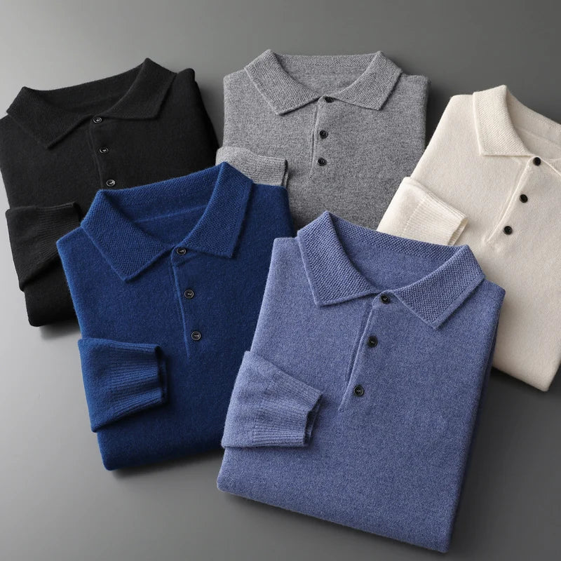 Men's Long Sleeve Knit Polo Sweater | Smart-Casual