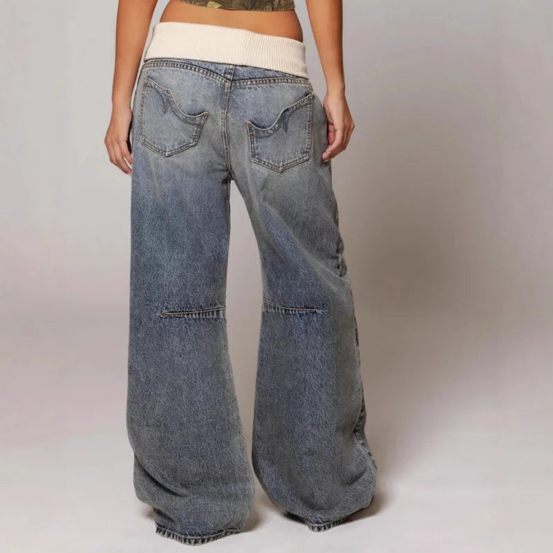 Women's Low Rise Wide Leg Baggy Jeans