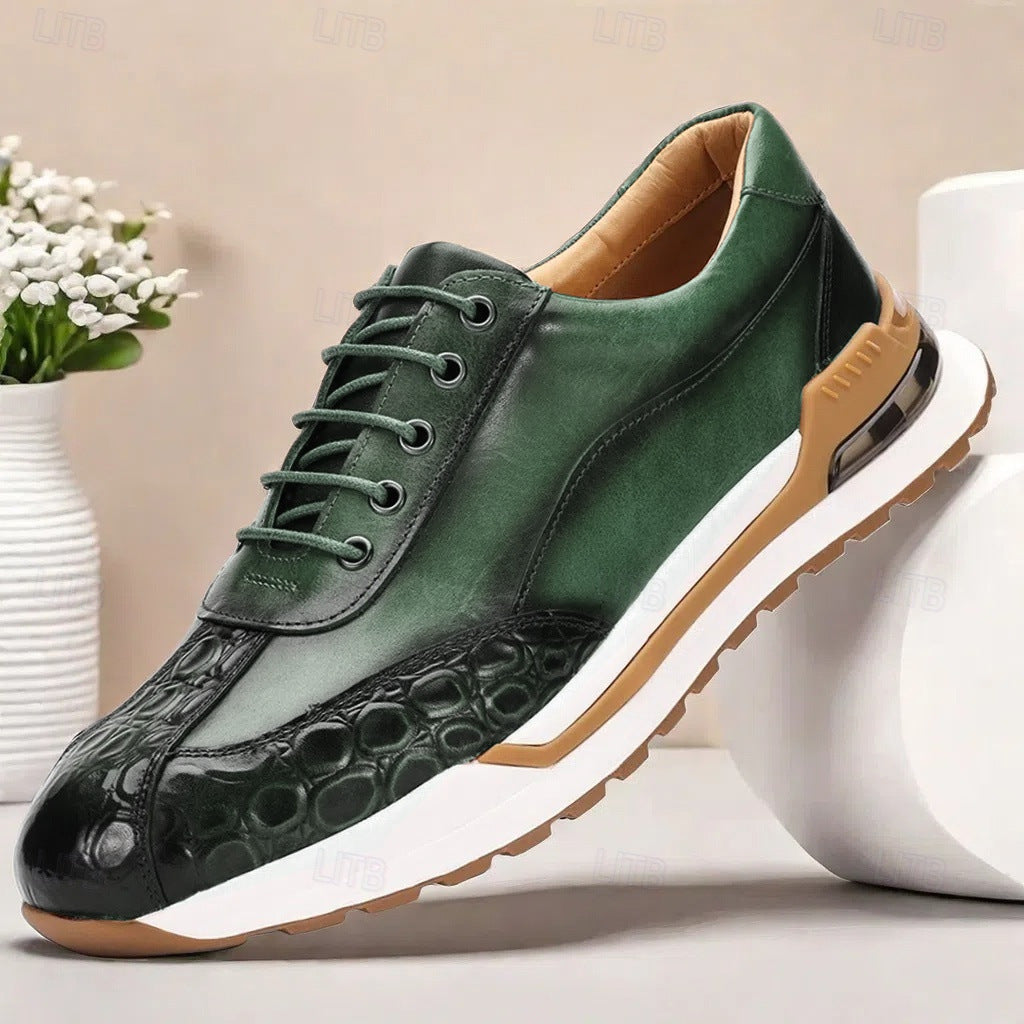 Men's Casual Low-Top Sneakers | with Crocodile Pattern