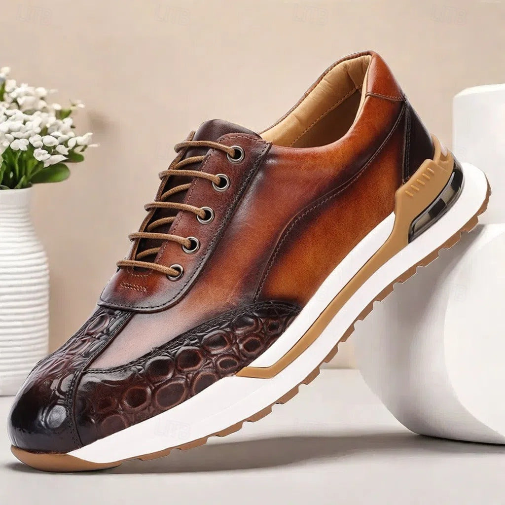 Men's Casual Low-Top Sneakers | with Crocodile Pattern