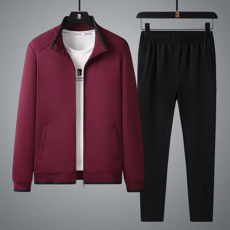 Men's 2-Piece Athletic Tracksuit Set | Zip-Up Jacket and Jogger Pants