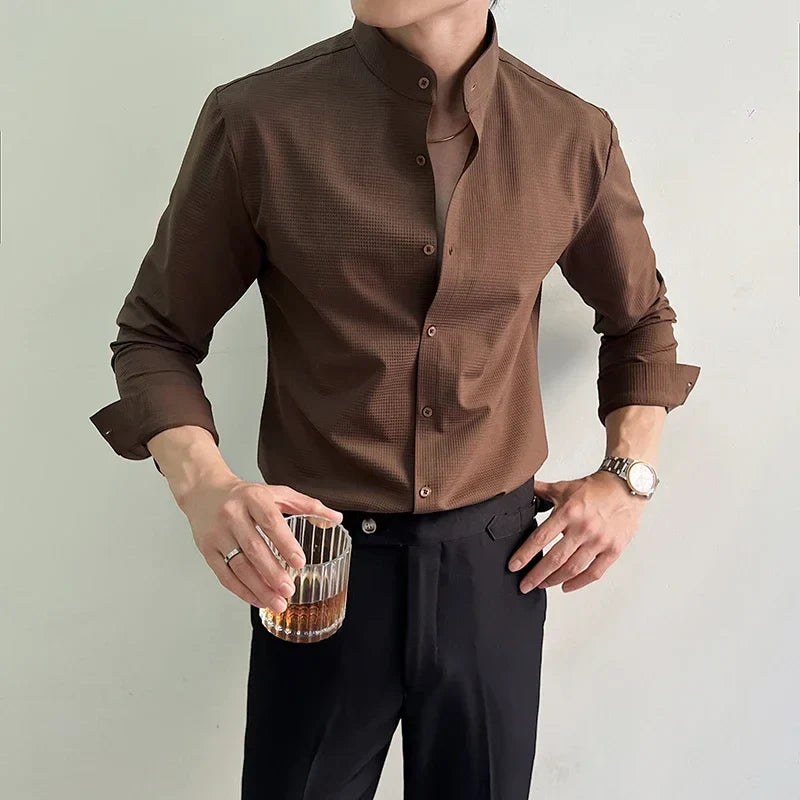 Men's Mandarin Collar Dress Shirt | Long Sleeve