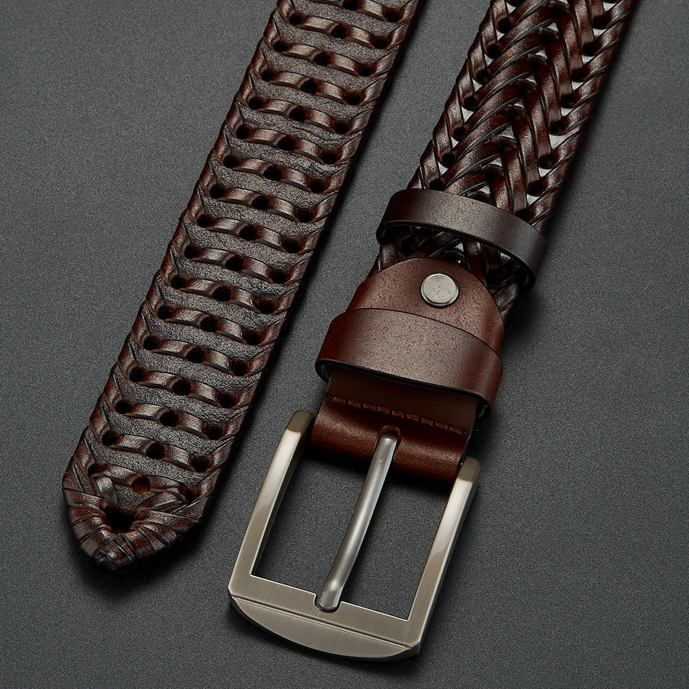 Men's Vintage Braided Belt | with Silver Pin Buckle