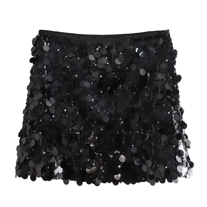 Glittery High-Waisted Mini Skirt for Women