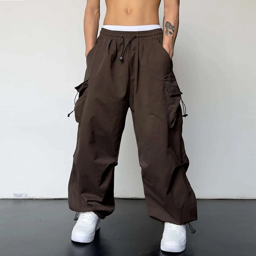 Men's Y2K Streetwear Baggy Cargo Pants | with Drawstring Waist