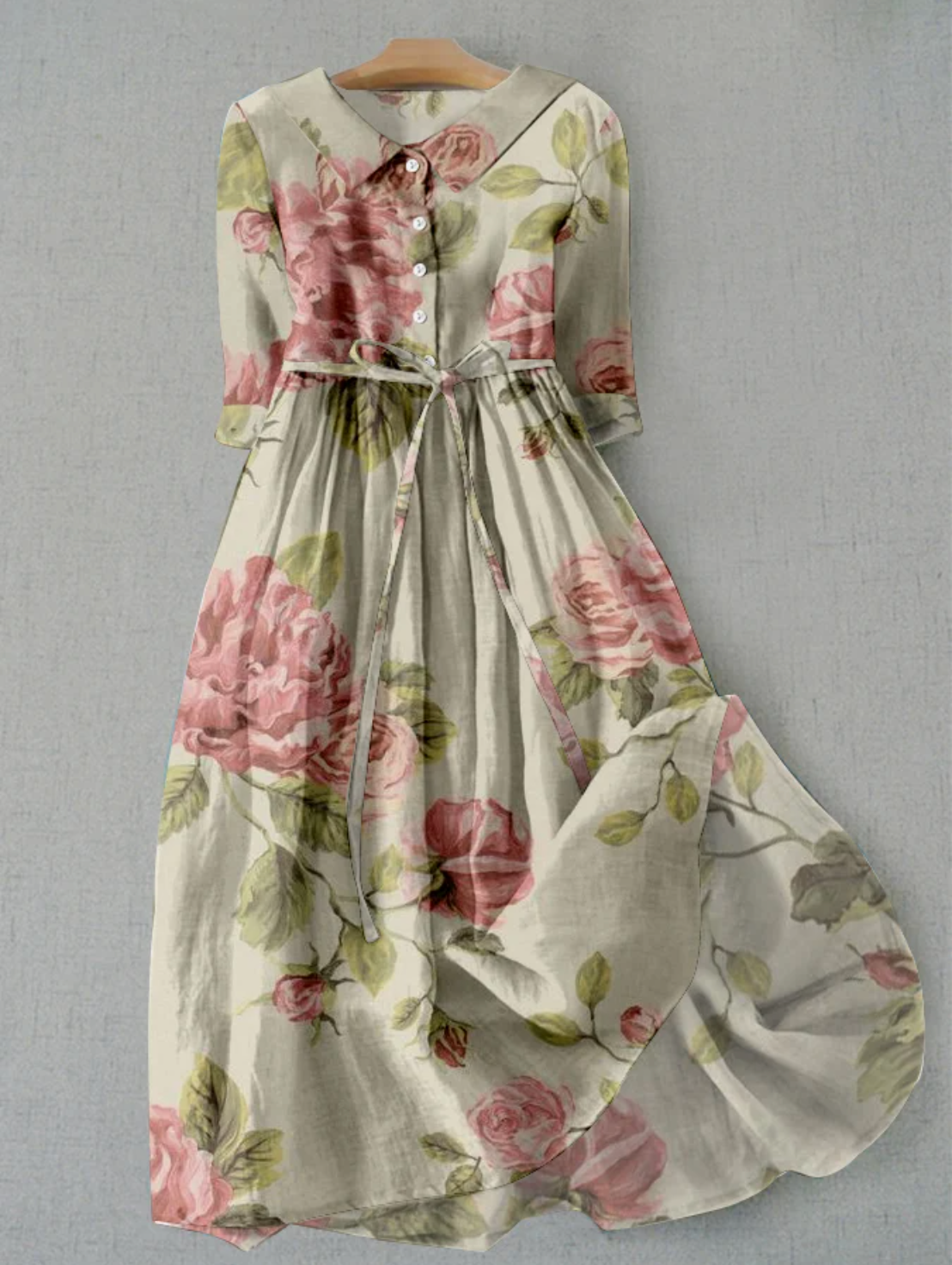 Women’s Vintage Floral Maxi Dress | with Waist Tie
