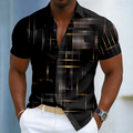 Men's Geometric Graphic Print Button Down Shirt | Short Sleeve