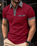 Men's Slim Fit Plaid Collar Polo Shirt | Short Sleeve